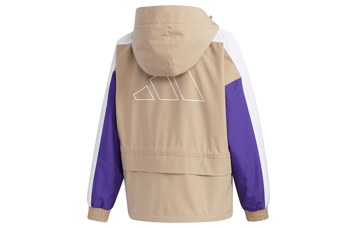 Lookbook (W) 阿迪达斯 CNY系列拼接图案连帽夹克 卡其棕色 GP0611