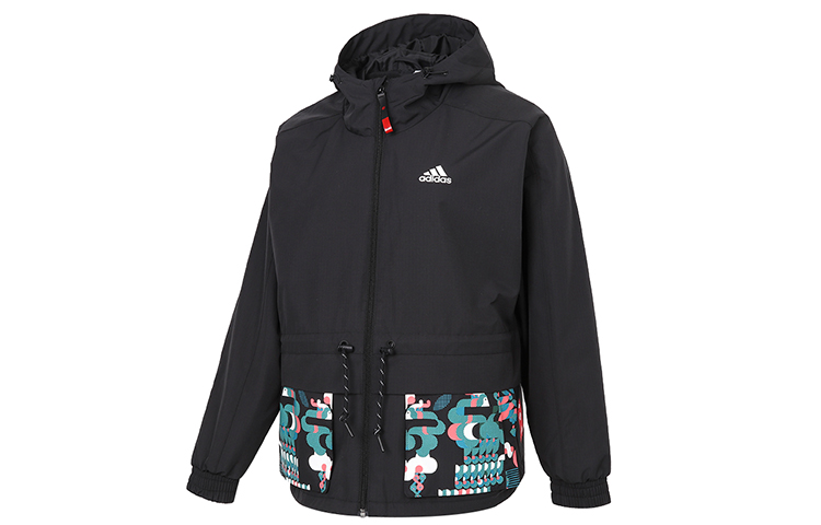 (Women) adidas CNY Training Woven Hooded Jacket Black GP0624 圖 2