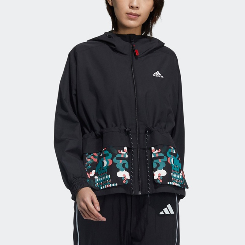 (Women) adidas CNY Training Woven Hooded Jacket Black GP0624 圖 4