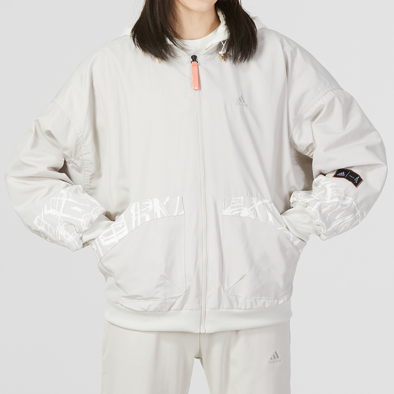 Shop (W) adidas 新年款連帽休閒外套 白色 (CNY Warm Jkt T2)。 HZ2998