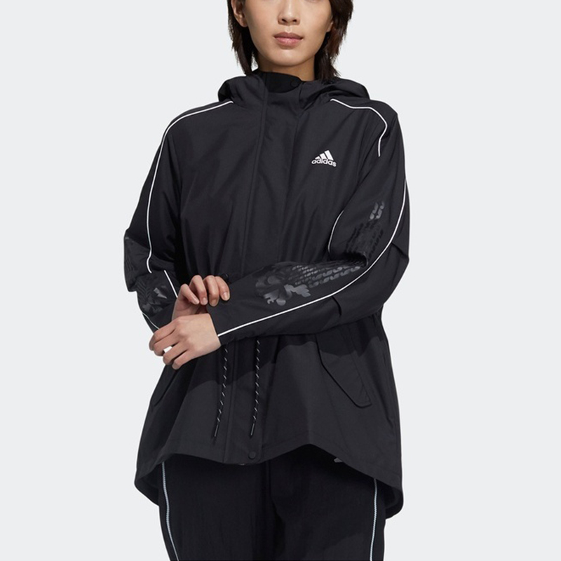 (Women) adidas CNY Warm Woven Fleece-Lined Hoodie Jacket Black Edition GP0625 圖 4