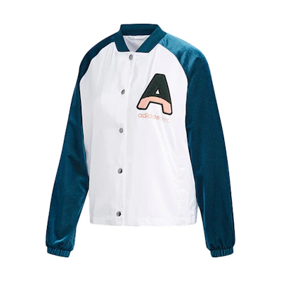 (Women) adidas Colorblock Letter Print Track Jacket White FK6921