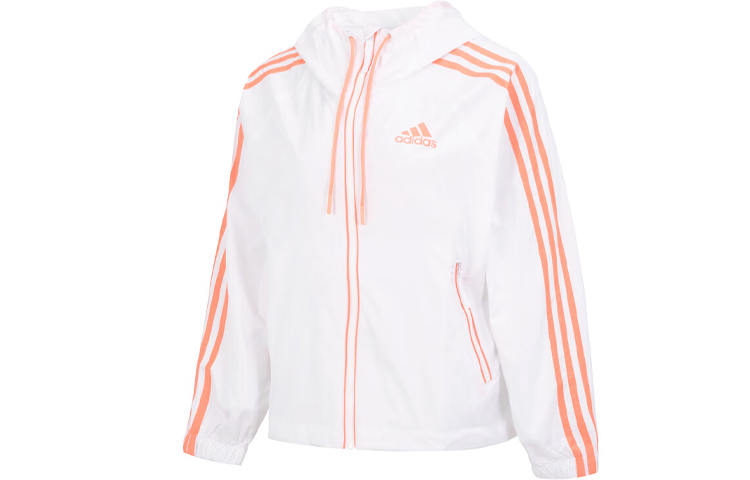 (Women) adidas Colorblock Striped Drawstring Hooded Jacket White HT8752