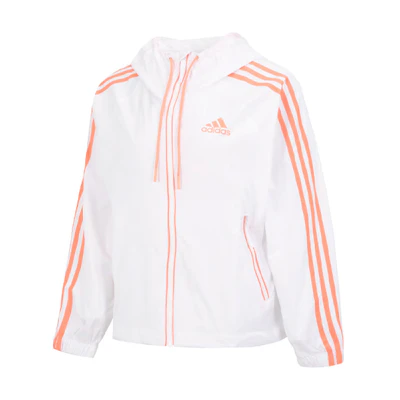 (Women) adidas Colorblock Striped Drawstring Hooded Jacket White HT8752