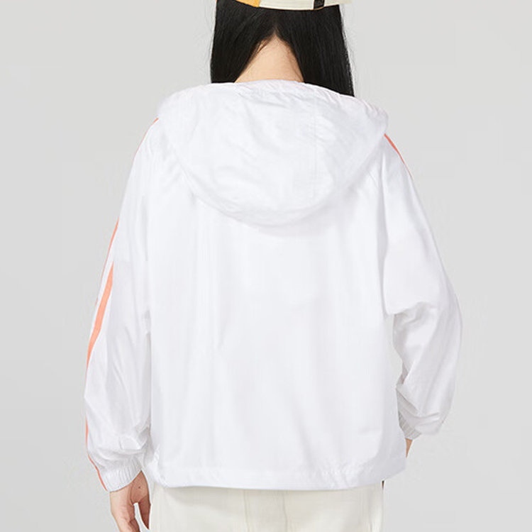 (Women) adidas Colorblock Striped Drawstring Hooded Jacket White HT8752 圖 5