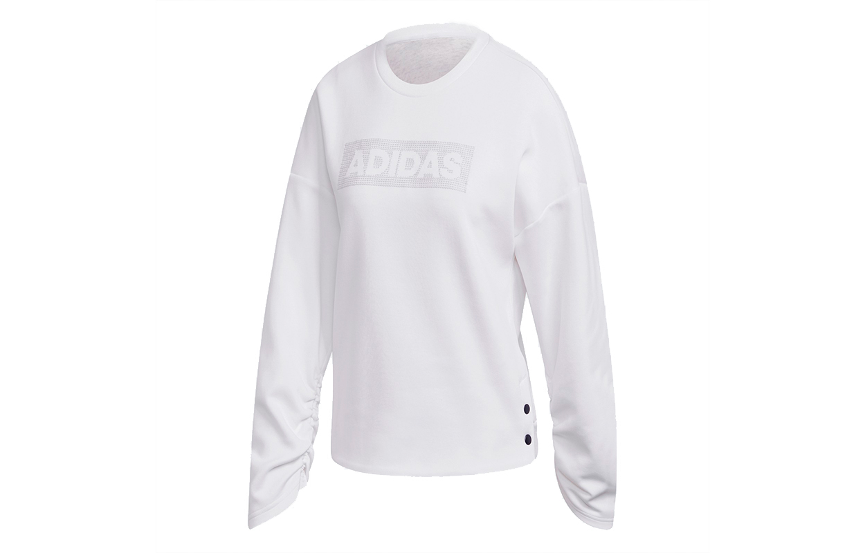 (Women) adidas Crew DK Embroidered Loose Fit White Sweatshirt FR5980