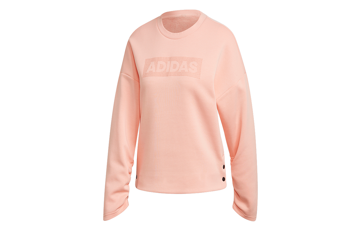 (Women) adidas Crew DK Emby Loose-Fit Pullover Sweatshirt Pink FR5981