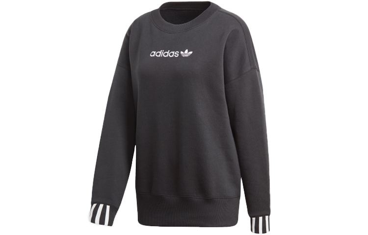 (Women) adidas Crewneck Pullover Sweatshirt Black DU7193