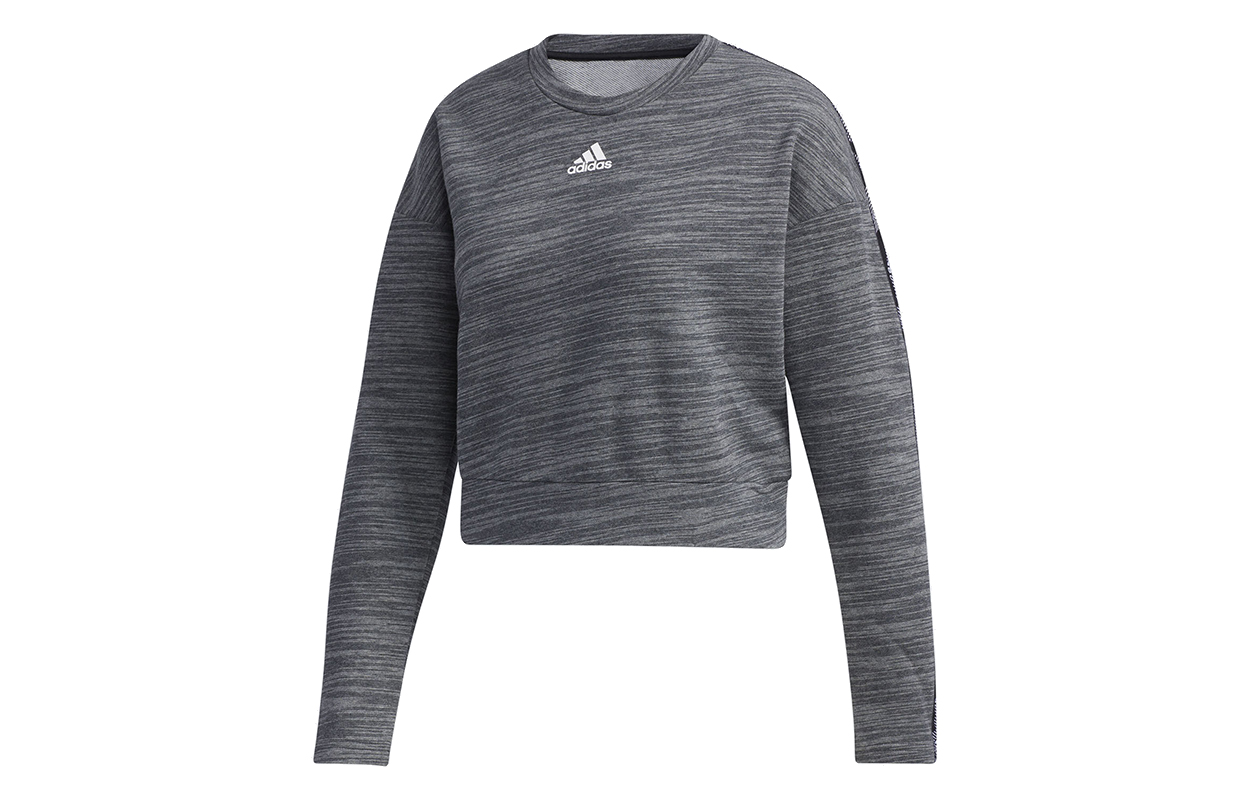 (Women) adidas Cropped Crewneck Sweatshirt Deep Gray GE1131