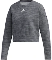 (Women) adidas Cropped Crewneck Sweatshirt Deep Gray GE1131 (Women) adidas Cropped Crewneck Sweatshirt Deep Gray GE1131