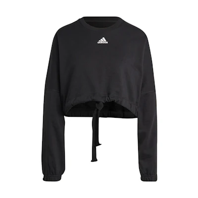 (Women) adidas Cropped Sweatshirt with Solid Logo Print - Black IC6624