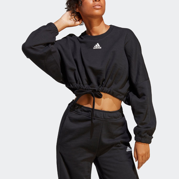 Shop (W) adidas Baju Sweatshirt Pendek Logo Cetak - Hitam IC6624