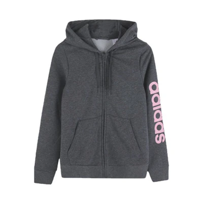 (Women) adidas Dark Grey Logo Print Hooded Jacket DU0649