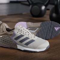 (W) Adidas Dropset 3 Sneakers Beige/Grey Strata/Powder Plum Lelaki & Wanita JR1675 2