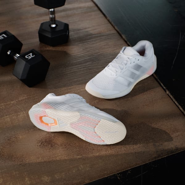 Shop (W) Adidas Dropset 4 Sepatu Training Putih/Perak Metalik/Lucid Orange JR4666