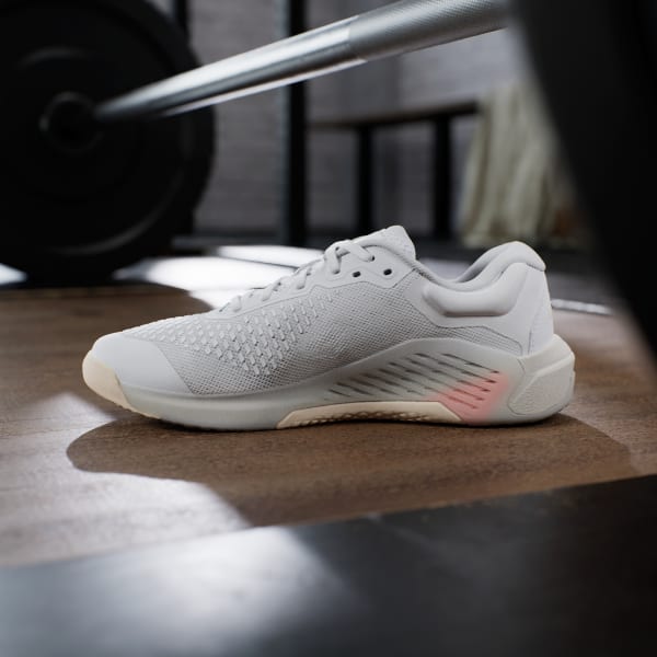 Sizing (W) Adidas Dropset 4 Sepatu Training Putih/Perak Metalik/Lucid Orange JR4666