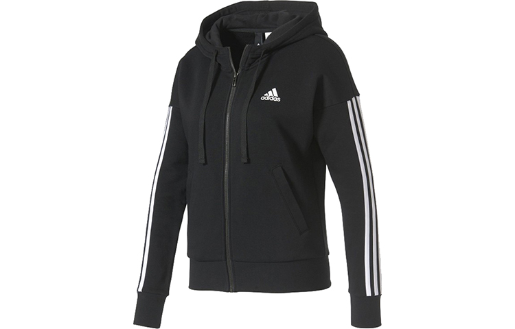 (Women) adidas ESS 3-Stripes Training Running Hoodie Jacket - Black S97059 圖 2