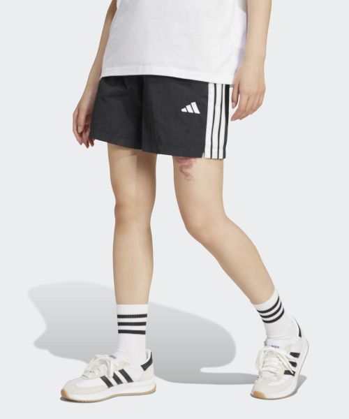 (Women) adidas Essential 3-Stripes Lifestyle Woven Shorts - Black/White JE1309