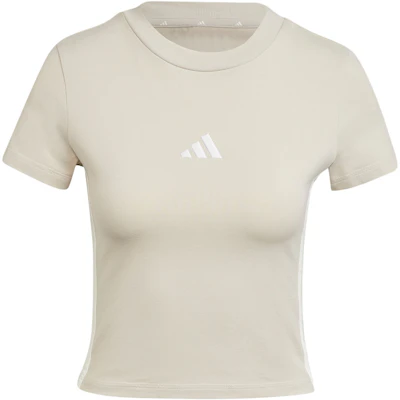 (Women) adidas Essentials 3-Stripes Slim Fit Cropped Tee Miracle Clay Brown/White JE1247 Buy (Women) adidas Essentials 3-Stripes Slim Fit Cropped Tee Miracle Clay Brown/White JE1247