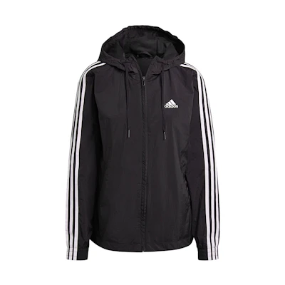 (Women) adidas ESSENTIALS FW22 Black Logo Casual Sports Hooded Jacket GR9602