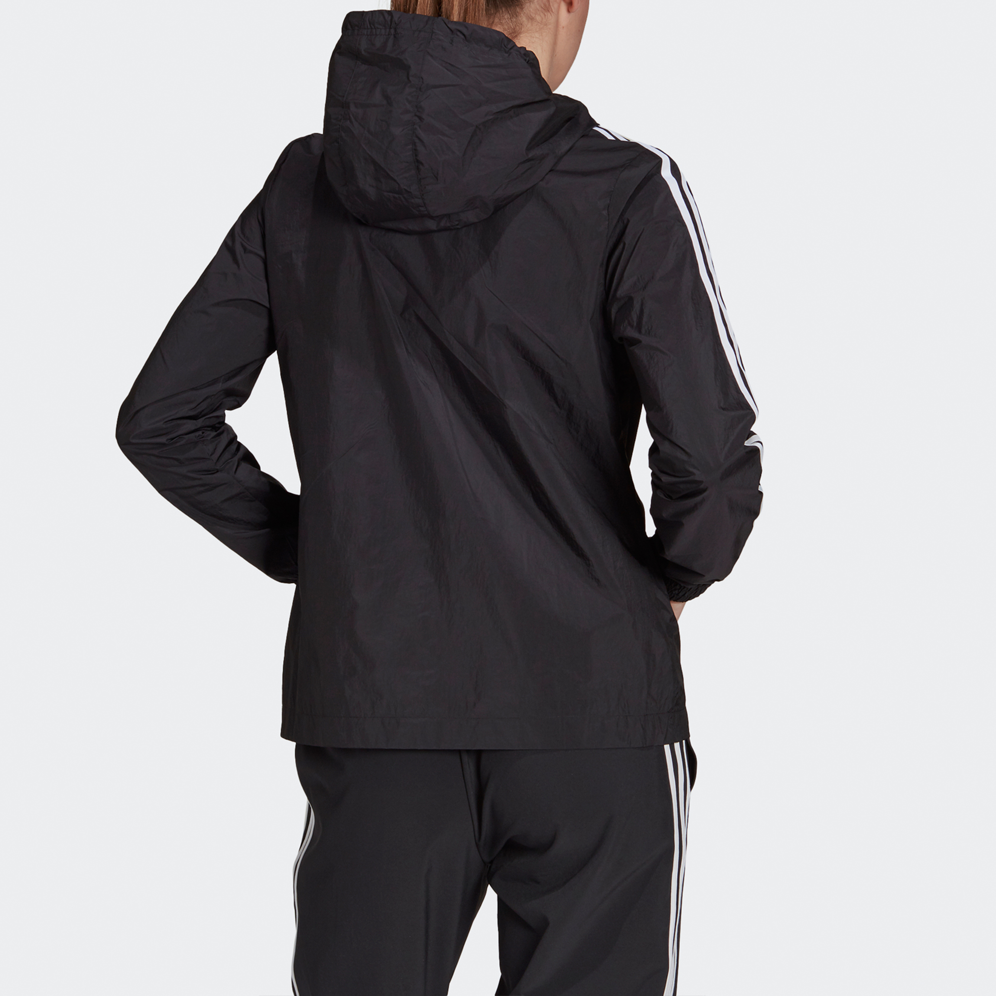 (Women) adidas ESSENTIALS FW22 Black Logo Casual Sports Hooded Jacket GR9602 圖 5