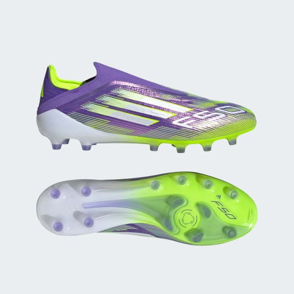 Adidas F50 Elite Laceless AG Soccer Cleats Purple Rush/Cloud White/Lucid Lemon JR5364