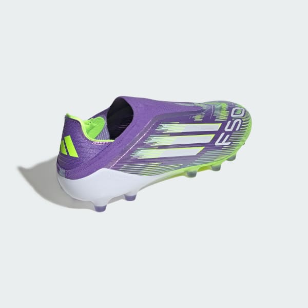Details for Adidas F50 Elite Laceless AG Soccer Cleats Purple Rush/Cloud White/Lucid Lemon JR5364