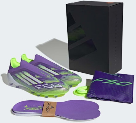 Adidas F50 Elite Laceless AG Soccer Cleats Purple Rush/Cloud White/Lucid Lemon JR5364 1