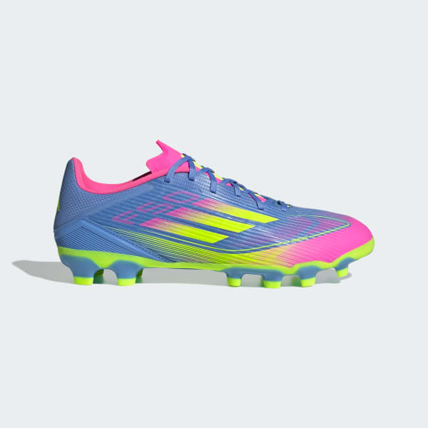 (W) Adidas F50 League MG Football Cleats Blue Fusion/Lucid Lemon/Lucid Pink 圖 2