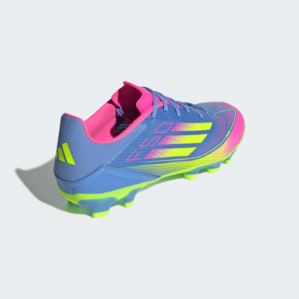 (W) Adidas F50 League MG Football Cleats Blue Fusion/Lucid Lemon/Lucid Pink 圖 6
