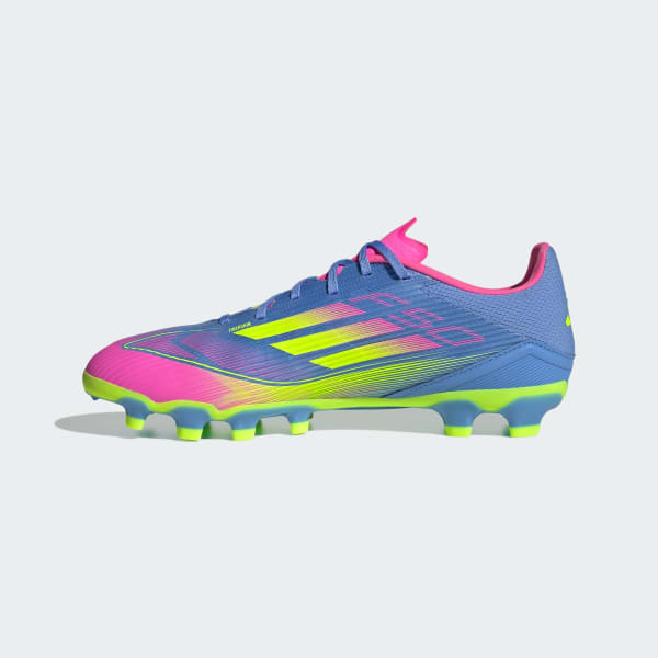 (W) Adidas F50 League MG Football Cleats Blue Fusion/Lucid Lemon/Lucid Pink 圖 7