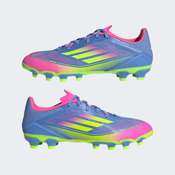 (W) Adidas F50 League MG Football Cleats Blue Fusion/Lucid Lemon/Lucid Pink 圖 8