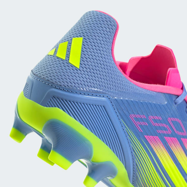 (W) Adidas F50 League MG Football Cleats Blue Fusion/Lucid Lemon/Lucid Pink 圖 9