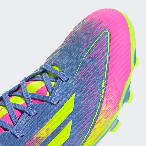 (W) Adidas F50 League MG Football Cleats Blue Fusion/Lucid Lemon/Lucid Pink 圖 10