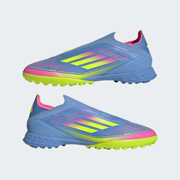 Cheap (W) Adidas F50 Pro Laceless TF Kasut Bola Biru Fusion/Lemon Lucid/Merah Jambu Lucid JP7205