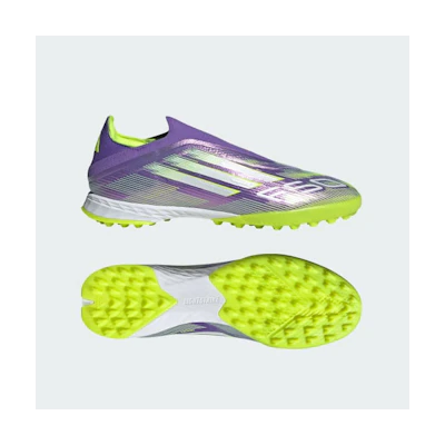 (W) Adidas F50 Pro Laceless Turf Soccer Shoes Purple Rush/Cloud White/Lucid Lemon