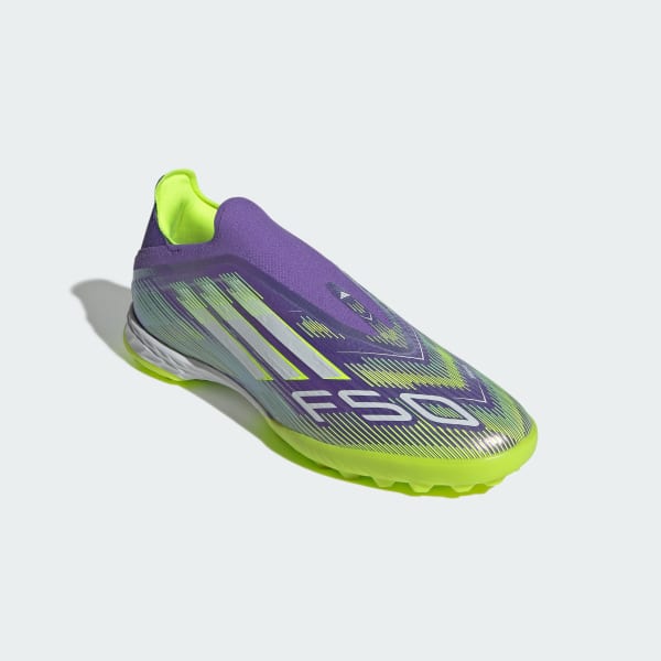 Purchase (W) Adidas F50 Pro Laceless Sepatu Bola Turf Ungu/Putih/Lemon JR9330