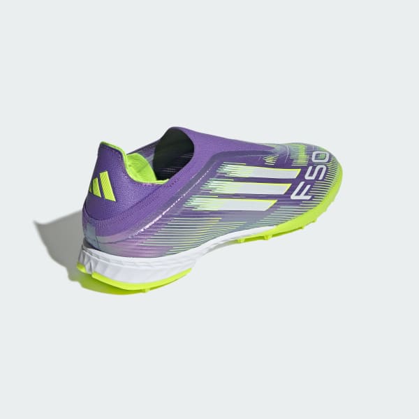 Details for (W) Adidas F50 Pro Laceless Sepatu Bola Turf Ungu/Putih/Lemon JR9330
