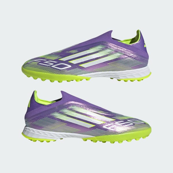 Cheap (W) Adidas F50 Pro Laceless Sepatu Bola Turf Ungu/Putih/Lemon JR9330