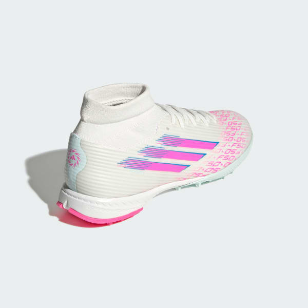 Sizing (W) Adidas F50 Spark Fusion League Scarpe Calcio Turf Bianche/Rosa Lucido/Bianche JR6926