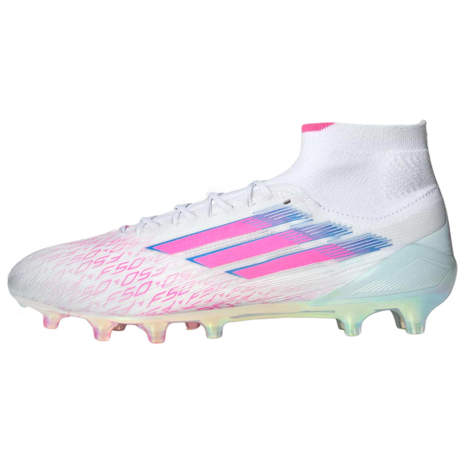 (Women) adidas F50 Sparkfusion Elite Soccer Cleats Women White/Pink/Blue Classic Style JH7650