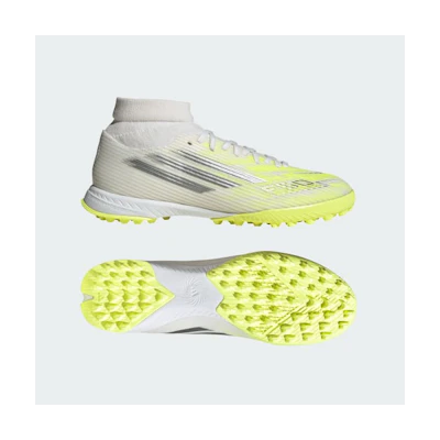 (W) Adidas F50 SPARKFUSION League Mid Cut Turf Football Training Shoes Cloud White/Iron Metallic/Hi-Res Yellow