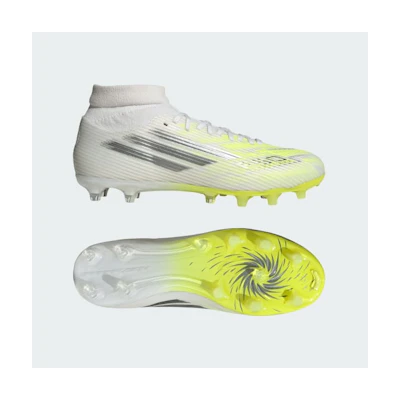 (W) Adidas F50 SPARKFUSION LEAGUE Mid Cut FG/AG Soccer Cleats Cloud White/Iron Metallic/Hi-Res Yellow
