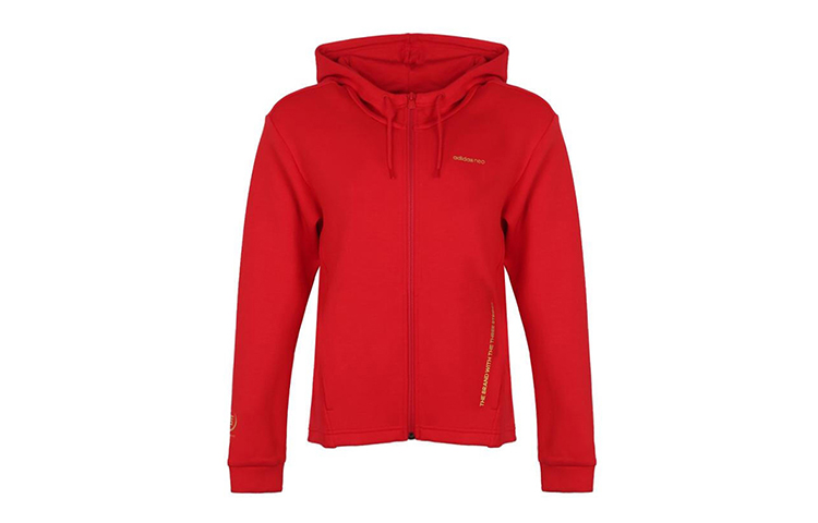 (Women) adidas Floral Print Red Drawstring Hooded Jacket DZ7598