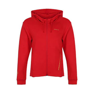 (Women) adidas Floral Print Red Drawstring Hooded Jacket DZ7598