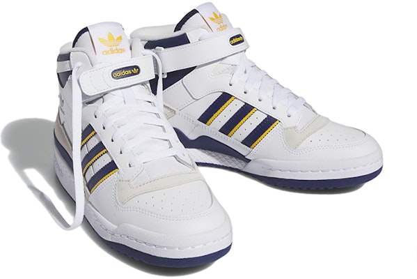 (Women) adidas Forum Mid 'White Blue Yellow' IE7416 Lookbook (Women) adidas Forum Mid 'White Blue Yellow' IE7416