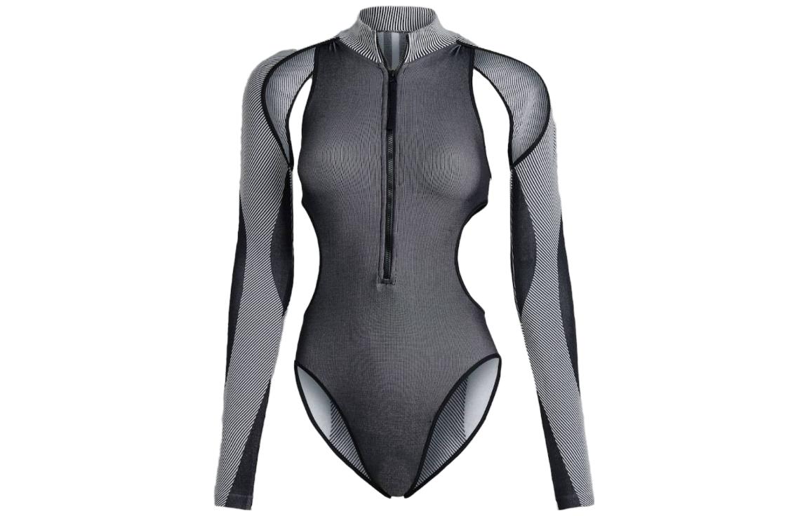 (Women) adidas FW23  Black White Sheer Design Athletic Jumpsuit IB1255