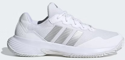 (Women) adidas Gamecourt 2 Tennis Shoes Cloud White/Silver Metallic/Silver Metallic KI0789 (Women) adidas Gamecourt 2 Tennis Shoes Cloud White/Silver Metallic/Silver Metallic KI0789