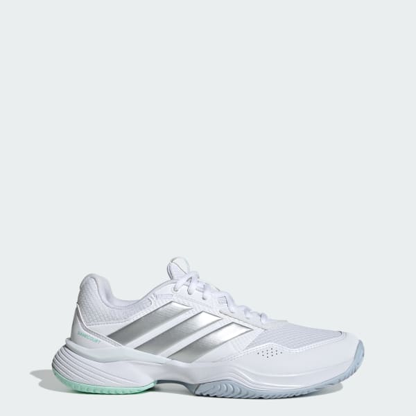 (Women) Adidas Gamecourt 3 All Court Tennis Shoes Cloud White/Silver Metallic/Ice Blue KI2864
