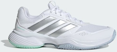 (Women) Adidas Gamecourt 3 All Court Tennis Shoes Cloud White/Silver Metallic/Ice Blue KI2864 (Women) Adidas Gamecourt 3 All Court Tennis Shoes Cloud White/Silver Metallic/Ice Blue KI2864